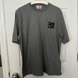 Hermes Gris Metallerie au Carre T-Shirt Size L Giftable